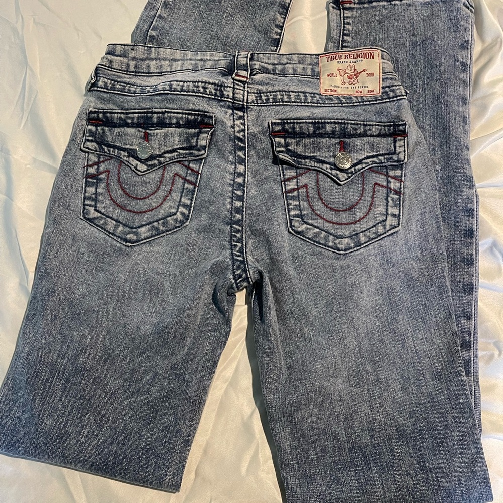 True Religion Mid Rise Straight Blue Jeans